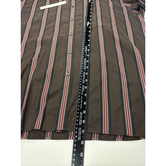 Perry Ellis Mens Size L Brown Stripe Button Up Shirt Long Sleeve NWT 100% Cotton - Picture 9 of 9